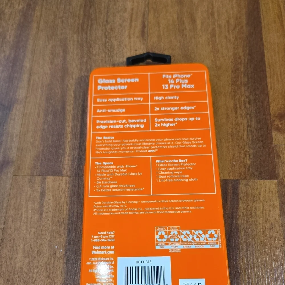 On Running Orange Glass Screen Protector for iPhone 14 Plus and 13 Pro Max NWB